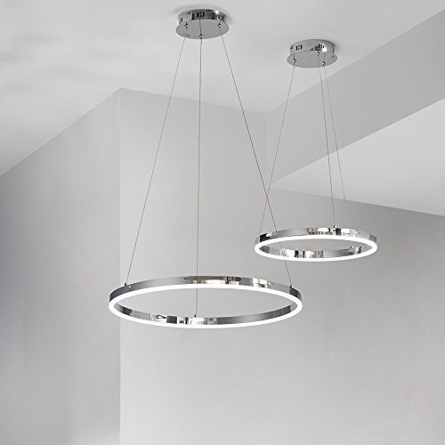 s.LUCE Ring S LED-Hängeleuchte Ø 40cm Chrom Wohnzimmer Hängelampe LED Ring Pendelleuchte Pendellampe Designleuchte Deutsches Design aus Bayern