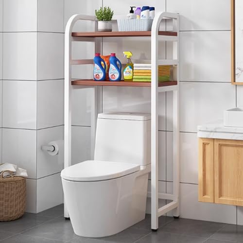 Armadietto portaoggetti sopra il WC, scaffale salvaspazio in metallo a 2 livelli, unità organizer da bagno, supporto da pavimento per bagno, bagno, lavanderia