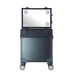 Ali Lamps Ali@ Fachmann Mit Licht Make-Up-Trolley, Beweglichen Nagel-TäTowierung-Multifunktions-Plug-In Leistung Kosmetischer Fall, Zweireihiger Roll Makeup-Trolley, Einstellbar Licht Helligkeit
