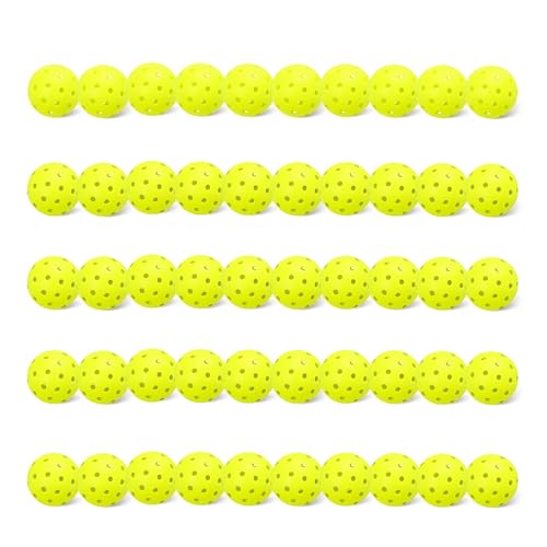 Amazon Basics Outdoor Pickleball Balls, USAPA Approved for Tournament Play, Durable Construction with Balanced and Consistent Performance, Yellow, 50-Pack