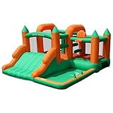 バウンスハウス エアー遊具 大型プール 大型遊具 すべり台 ウォータースライダー ボールプール ジャンプ台 ふわふわ遊具 トランポリン 水遊び 子供用 家庭用 ブロワー付き すべりだい インフレータブル ウォーターパーク こどもの日 誕生日プレゼント ギフト フェンス (72064)