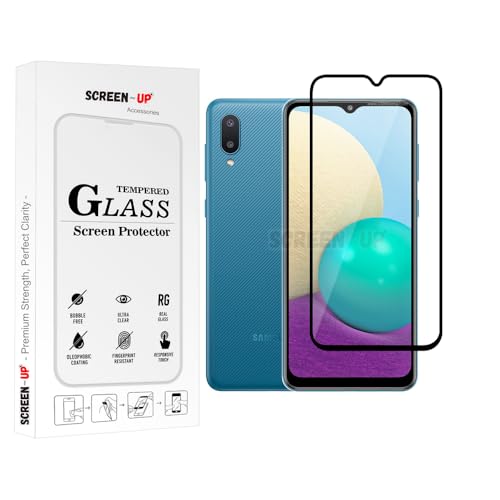Image of ScreenUp Tempered Glass For Samsung Galaxy A02 (India) - Ultra Clear, 9H Scratch Resistant, Full Coverage, Easy Install Screen Protector