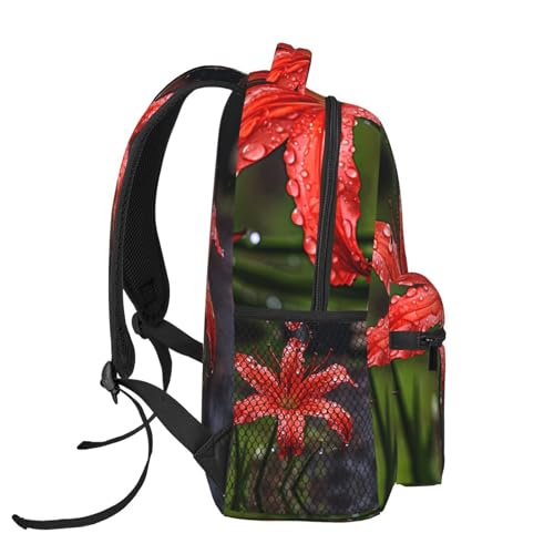Sac à dos décontracté lys rouges pour le bureau, les cours et les sorties - 3