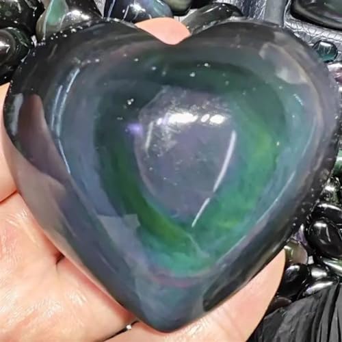 Cœur en obsidienne œil de céleste véritable cristal de quartz premium - 5
