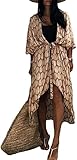 Este vestido de playa con diseño de dobladillo curvo es moderno, de manga corta, frente abierto, con cinturón. Cárdigan de kimono largo de corte suelto, largo de gran tamaño se ve más elegante y sexy.