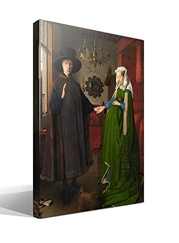 cuadrosfamosos.es Cuadro wallart - El Matrimonio Arnolfini de Jan van Eyck - Impresión sobre Lienzo de Algodón 100% - Bastidor de Madera 3x3cm - Ancho: 55cm - Alto: 40cm Cover