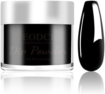 Black Dip Powder, 1OZ Neutral Nail Dip Powder for Long-lasting 28...