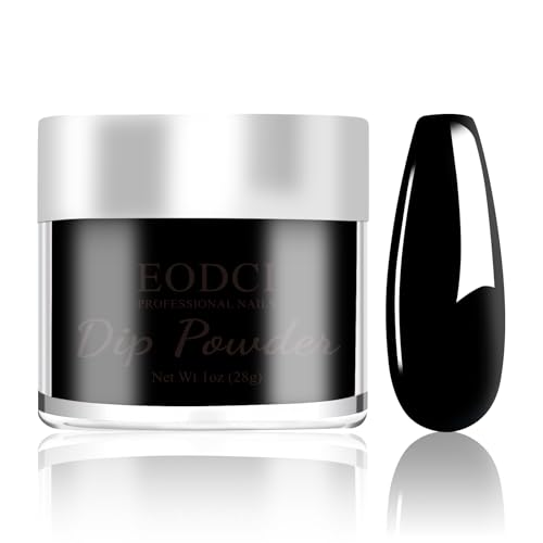 EODCI Black Dip Powder 1OZ Neutral Nail Dip Powder for Long-lasting 28 Days+ Dip Nail Art French Manicure Nail Starter & Professional Home DIY Salon Use