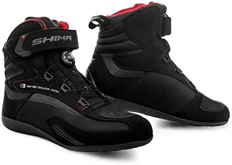 SHIMA EXO Vented, Motorbike Shoes for Men | Breathable, Reinforced Street Riding Shoes with ATOP Closure System, Ankle Support, Anti-Slip Sole, Gear Pad (Black, 9)