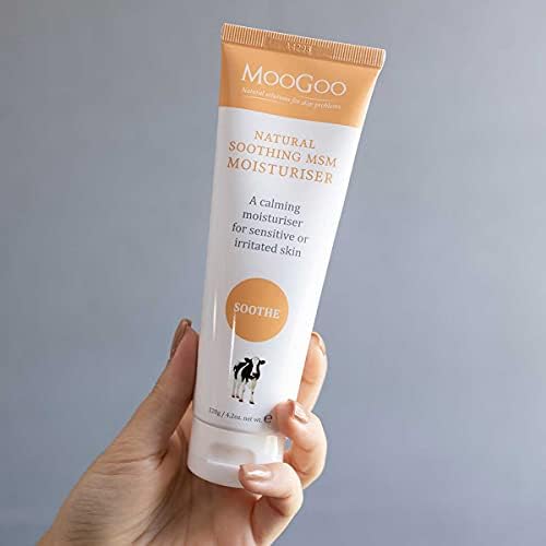 MooGoo - Soothing MSM Moisturizer - A natural, lightweight lotion for sensitive, irritated, red, itchy skin - A calming, gentle cream for face and body, men and women, all ages and skin types, 120g