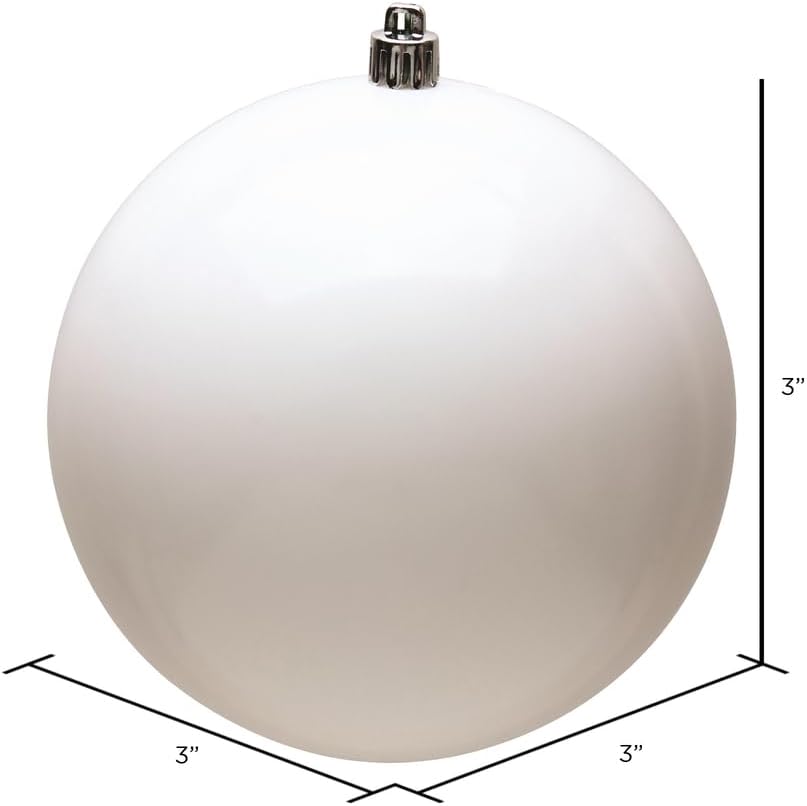 Vickerman 3" White Shiny Ball Ornament, 12 per Bag