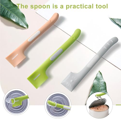 HENGBIRD 3 Stück Katzenlöffel für Tierfutter, Katzenfutter Löffel Katzen Löffel, 16x3.1x1.2CM Futterlöffel Katze, Langer Griff Haustierfutter Rührlöffel, Silikonlöffel für Tierfutter (Rosa Grau Grün)