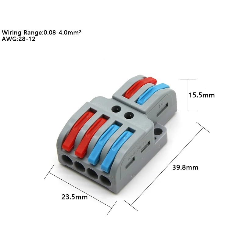 5–100 Stück Push-in-Kabelverbinder, 32 A, 250 V, Klemmenblock – Flammhemmender PC, kompakter Schnellanschluss for 0,08–4,0 mm² Kabel(LT-422,100pcs)