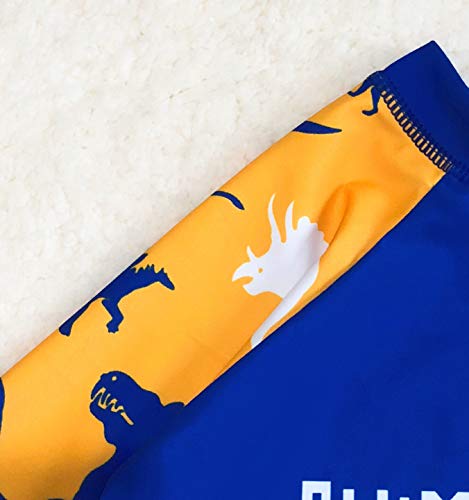 2-Piece Boys Dinosaur Swimsuit Sets Long Sleeve Shirt Trunks Bathing Suits Toddler Baby Cartoon Swimwear Kids Rash Guards 2-12 Years Upf 50+ Orange L #TOP4