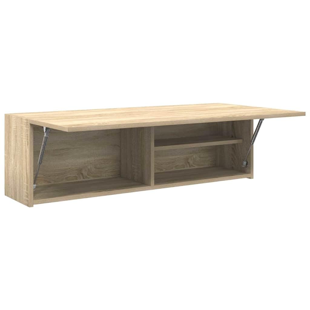 Floating Wall Cabinet, Modern Wood-Grain Wall-Mounted Storage Unit, Hanging Shelf Cabinet for Bathroom, Kitchen and Living Room (100 x 25 x 30 cm)