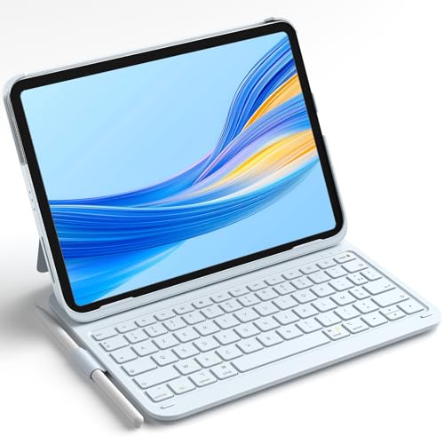 Inateck Étui Clavier iPad 10e/11e gén., Clavier Ultraléger avec Porte-Stylet pour iPad 11e (2025 11 A16)/10e (2022 10.9), Air 11 M4/M3/M2 (2026/2025/2024), Air 5/4, Pro 11 4/3/2/1, AirTap Bleu