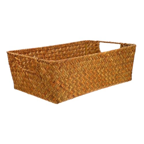 Hemobllo Cesta de Pan Tejida de 33x23x11 Cm Color Naranja Claro Contenedor de Pan para Interiores Cesta Organizadora de Cocina y Escritorio para Frutas y Alimentos