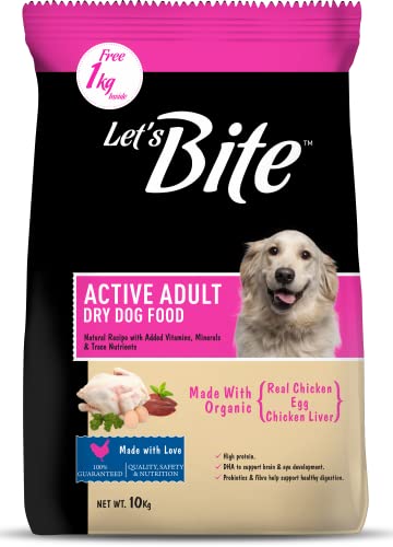 Image of Let's Bite Active Adult Dry Dog Food 10kg + 1kg Free (Total 11kg)