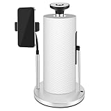 Haskoss キッチンペーパーホルダー ペーパータオルホルダー キッチンペーパーホルダー キッチンペーパースタンド 片手で切れる 携帯電話スタンド 360度回転 片手でとれる 吸盤付きキッチンペーパーロール ダンピング付きペーパースタンド スペースを活用