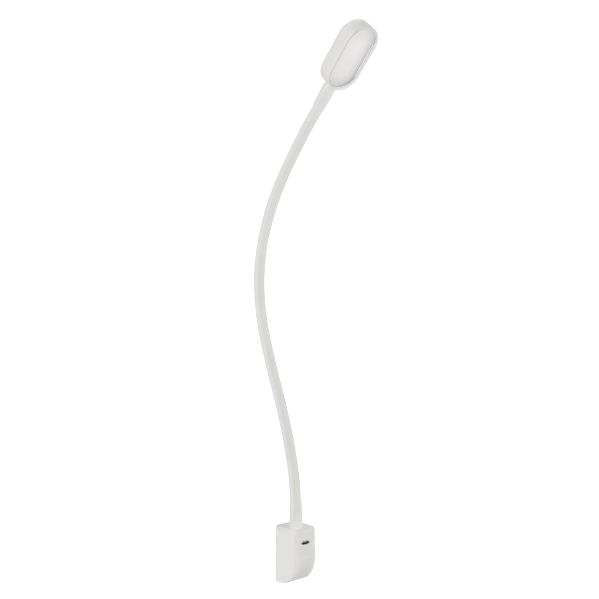 kalb I Ilios LED-Bettleuchte/Leseleuchte mit USB-C, Wand- und Winkelmontage, Flexibler Arm, dimmbar, warmweiß 3000k (1er Set weiß)