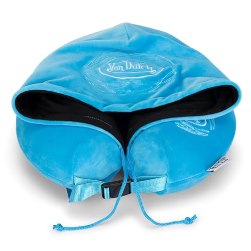 Almohada de espuma viscoelástica con capucha ajustable azul miniatura 6