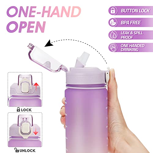 Motivational Water Bottle with Time Marker- 32oz Water Bottles with Times to Drink, Leakproof & BPA Free Sports Water Bottle with Straw & Carry Strap for Fitness, Gym, and Outdoor Sports - Image 4