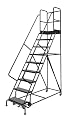 Tri-Arc KDSR109246-D2 9-Step 20" Deep Top Steel Rolling Industrial & Warehouse Ladder with Handrails, 24" Wide Perforated Tread