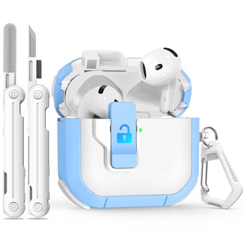 Image of Ekoonpft for AirPods 4 Case 2024, Secure Lock Design Cases for Apple AirPods Pro 4th Generation for Women Girly, Soft Cover with Cleaner,Silicone Wrist Strap,Cute Candy Keychain,Carabiner