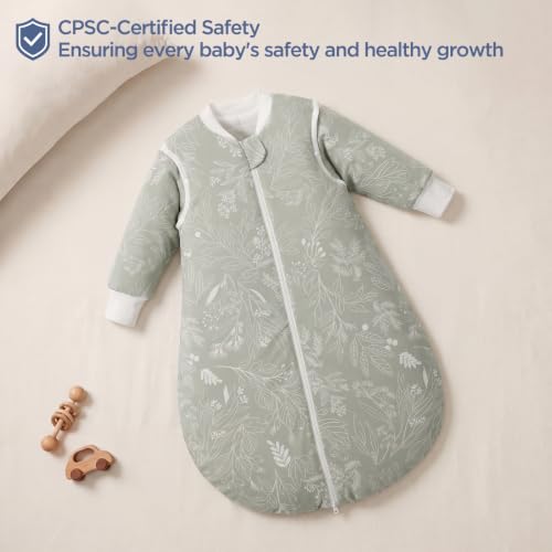 Image of Duomiaomiao 3.5 TOG Baby Sleep Sack 100% Cotton Winter Long Sleeve Baby Wearable Blanket, Super Warm Quilted Comfy Toddler Sleeping Sack
