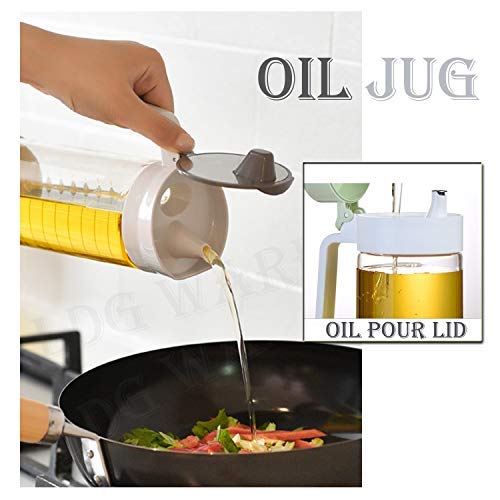 LDG WARE Glass Oil Dispenser Bottle 720ml | Borosilicate Glass Oil Bottle for Kitchen | Leakproof Oil Container with Dust-Free Lid | Stylish Kitchen Oil Dispenser Glass for Cooking & Storage (2-pcs) 2