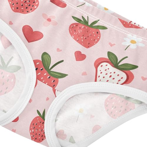 Wusikd Strawberry Cute Girls' Underwear Cotton Pink Hearts Girls Briefs Soft Toddler Underwear 2T4