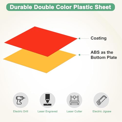 Image of M METERXITY 12-Pack Engraving Blank Materials Double Color 8x2 Inch, 1.3mm Thick ABS Plastic Sheet Yard Signs Name Plate for Door /Office /Home /Conference /Hotel /DIY Carving[Red /Yellow]