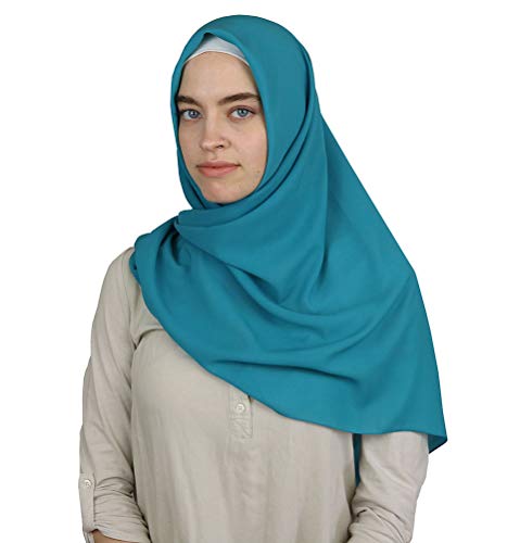 Medine Square Solid Chiffon Turkish Hijab Islamic Scarf 42x42in (Turquoise)