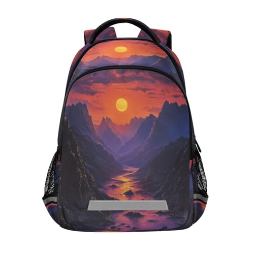 Sunset Mountain Backpack for Boys Girls Kids Elementary Bookbag School Bag Students Daypack Travel Rucksack