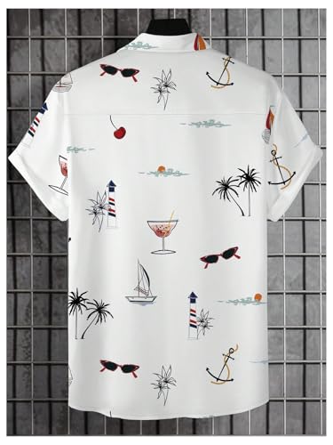 Men's Tropical Print Button Down Shirts Short Sleeve Collared Vacation Beach Summer Casual Shirts2