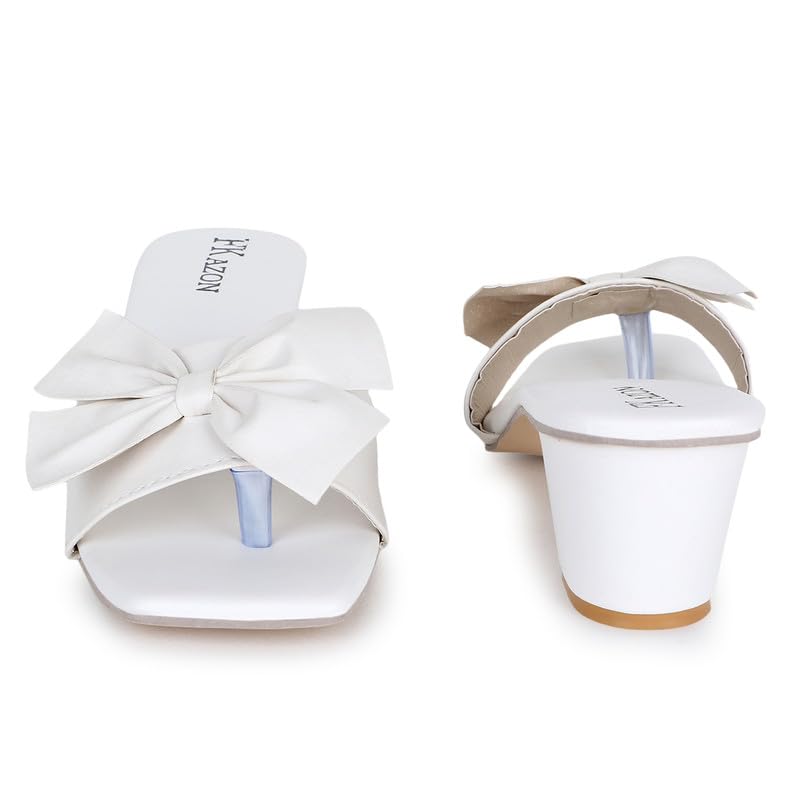 Image of Women's Stylish Block Heel Sandals with Bow Design - FK 516 BLUE HEEL A1 P