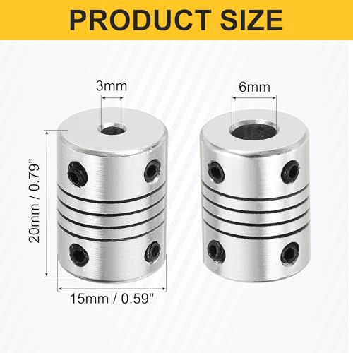 QUARKZMAN 4 Stück Flexible Kupplungen 3mm Bis 6mm Aluminiumlegierung Verbindungsstück Flexible Wellenkupplungen Motor Kupplung Für 3D Drucker CNC Maschine Motor Encoder D15 x L20mm