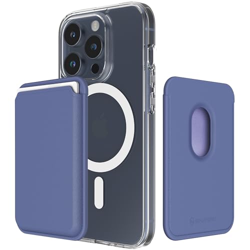 Sinjimoru Magnetic Card Wallet, Premium Vegan Leather Phone Wallet for MagSafe 3-Card Holder Compatible with iPhone 16 Plus Pro Max 15 14 13 12 Series. M-Viica Lavender