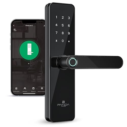 Fechadura Digital Biométrica Wifi Inteligente AMG-F01 Alumínio Preto Mortise 50x50 Teclado...