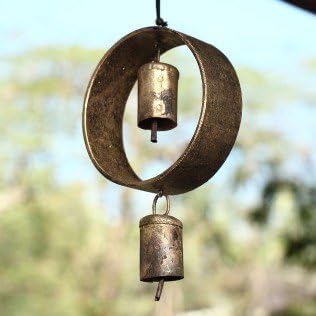 forestkraft Metal Hanging Wind Chime ( 25 x 11 x 4 cm, Golden)