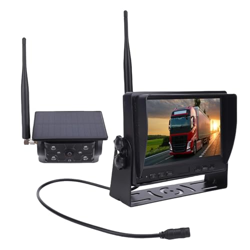 Sxhlseller Cámara Trasera Inalámbrica Magnética con Pantalla de 7 Pulgadas para 1080p Gran ángulo para Camiones, de Cámara de Emergencia Solar