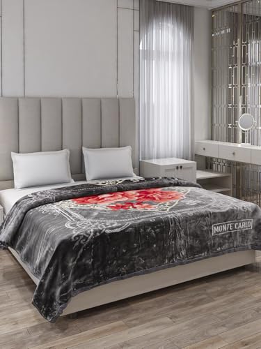 Image of Monte Carlo Double Bed Heavy Winter Blanket (160 X 220) Roman Plus 1 Ply Super Soft 550 GSM | 3 KG, (240x220 CM), Dark Grey