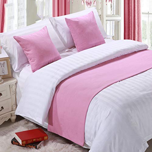 Bed Runner Letto Runner Runner da letto Biancheria da letto per hotel premium letto per sciarpa letto per bandiera copriletto copriletto copriletto striscia rosa _ (cuscino abbraccio + anima cuscino)