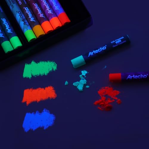 Image of Artecho Neon Oil Pastels Set, 12 Colors, 6 Packs (10 x 70 mm) | Soft Oil Pastels, For Art Painting, Drawing, Blending, For Artists, Beginners, Students, Teacher