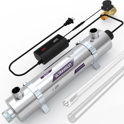 ALTHY FS48 Filtro de agua ultraviolet para Toda la Casa, UV agua Esterilizador con interruptor de sensor de flujo inteligente, esterilización efectiva del 99,99%, 12GPM, 110-240V, 48W ahorro energía