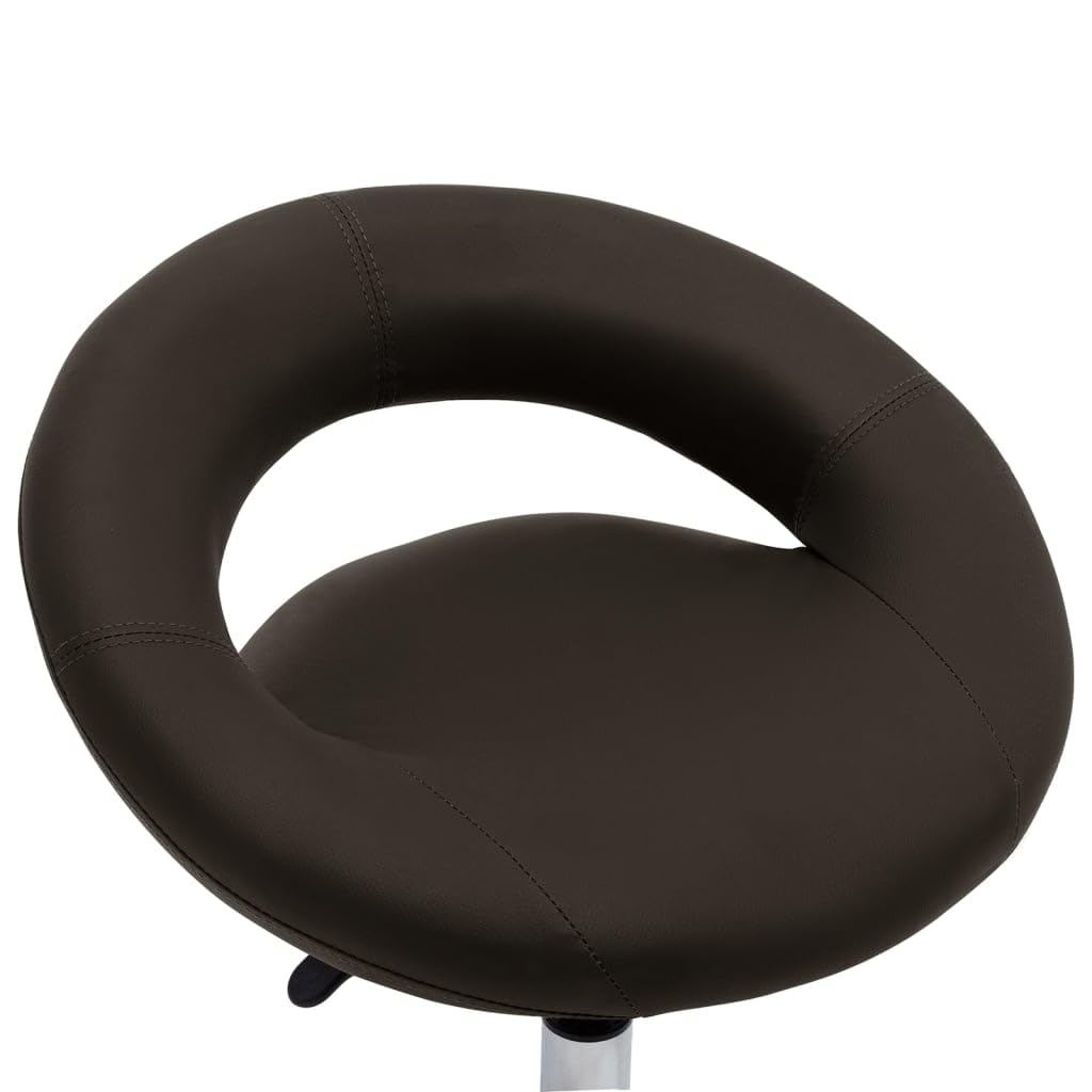 Krzesło do jadalni obrotowe, brązowe, sztuczna skóra z ergonomiczną tapicerką i oparciem, obracane o 360 stopni, regulacja wysokości, z kółkami, idealne do jadalni, kuchni i salonu