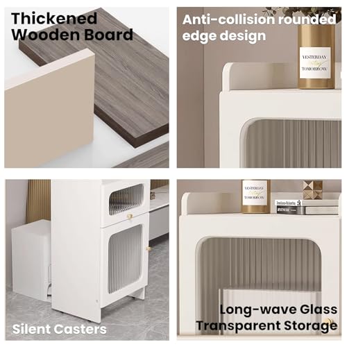 Robot vacuum at home inside wood shelf space saver