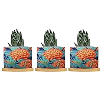 BRUYU5SE Blue Pink Chinoiserie Floral Ceramic Planter Snake Plant