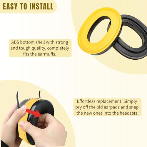 Image of Gel Earpads Replacement Fit for 3M Peltor X1A-X5A Headsets, PROHEAR 037 /033, ZOHAN EM042 / 033, Peltor Tactical 100 300 500, Peltor 7004 (Snap in Type-Yellow Bottom Shell)