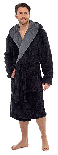 Tom Franks - Albornoz con capucha para hombre Negro Negro ( M/L